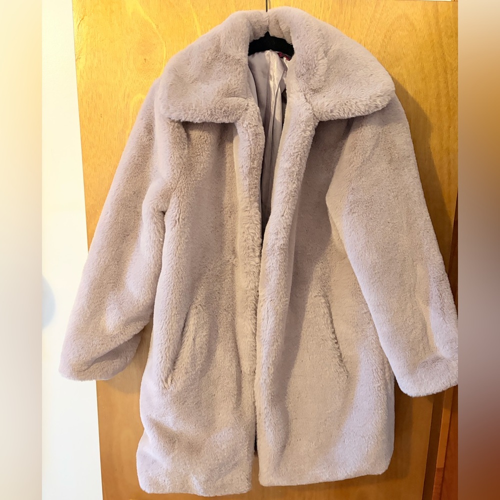 Christian Siriano Plush Faux-Fur Coat in Lilac